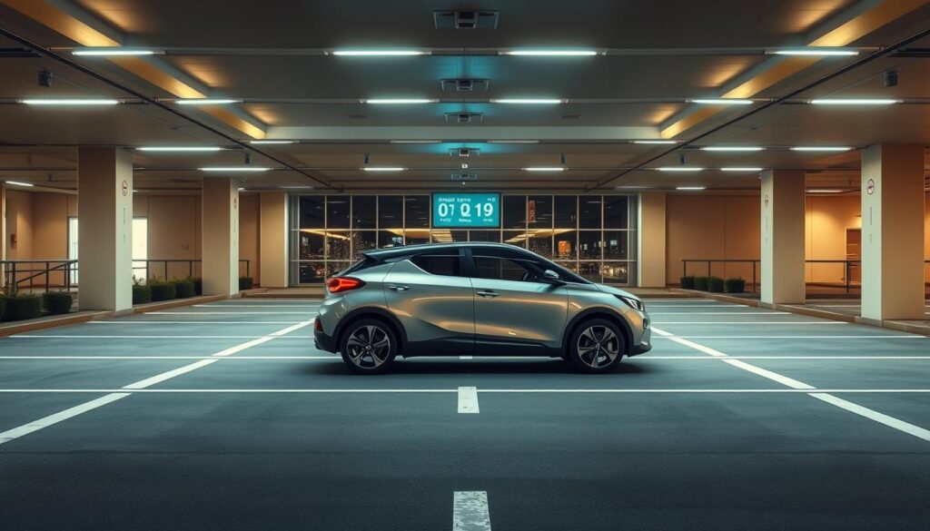 A modern parking lot equipped with advanced backing-in technology. In the foreground, a sleek, self-driving vehicle effortlessly slides into a perfectly aligned parking spot, guided by a network of sensors and cameras. The middle ground showcases a state-of-the-art parking guidance system, displaying real-time availability and directional cues to streamline the parking process. In the background, a futuristic, well-lit structure with clean lines and minimalist design creates an efficient, technologically-advanced environment. The scene is bathed in a warm, natural lighting, adding a sense of comfort and ease to the parking experience. The overall atmosphere conveys a seamless, hassle-free parking solution that empowers drivers to back in like a boss. A modern parking lot equipped with advanced backing-in technology. In the foreground, a sleek, self-driving vehicle effortlessly slides into a perfectly aligned parking spot, guided by a network of sensors and cameras. The middle ground showcases a state-of-the-art parking guidance system, displaying real-time availability and directional cues to streamline the parking process. In the background, a futuristic, well-lit structure with clean lines and minimalist design creates an efficient, technologically-advanced environment. The scene is bathed in a warm, natural lighting, adding a sense of comfort and ease to the parking experience. The overall atmosphere conveys a seamless, hassle-free parking solution that empowers drivers to back in like a boss.