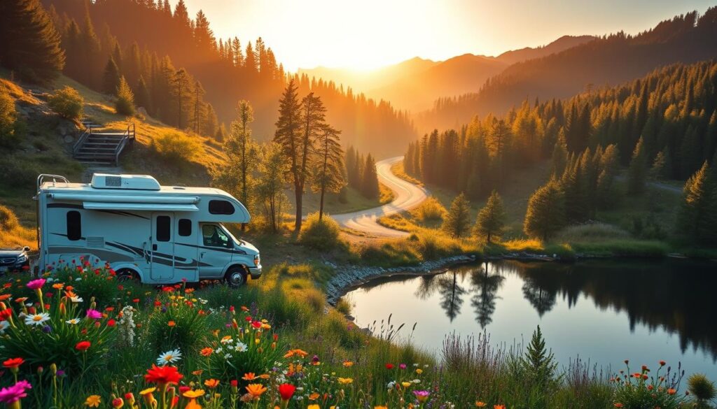 Scenic RV destinations east of the Mississippi: a breathtaking panorama of rolling hills, lush forests, and serene lakes. In the foreground, a well-equipped RV nestled amidst vibrant wildflowers, its reflection mirrored in the still waters of a hidden cove. The middle ground reveals a winding road, flanked by towering pines and the silhouettes of distant mountain peaks. Warm, golden sunlight filters through the canopy, casting a soft, ethereal glow over the entire scene. The atmosphere exudes a sense of tranquility and adventure, inviting the viewer to embark on a journey of discovery through these underrated, yet captivating landscapes. Scenic RV destinations east of the Mississippi: a breathtaking panorama of rolling hills, lush forests, and serene lakes. In the foreground, a well-equipped RV nestled amidst vibrant wildflowers, its reflection mirrored in the still waters of a hidden cove. The middle ground reveals a winding road, flanked by towering pines and the silhouettes of distant mountain peaks. Warm, golden sunlight filters through the canopy, casting a soft, ethereal glow over the entire scene. The atmosphere exudes a sense of tranquility and adventure, inviting the viewer to embark on a journey of discovery through these underrated, yet captivating landscapes.